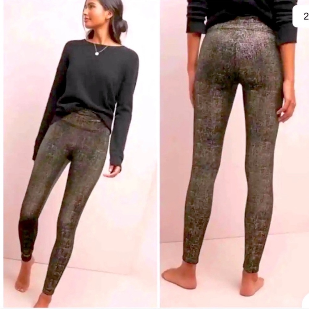 Spanx Velvet Shine Legging - Black & Good Metallic Soft Medium Shaping - Large - Picture 2 of 10